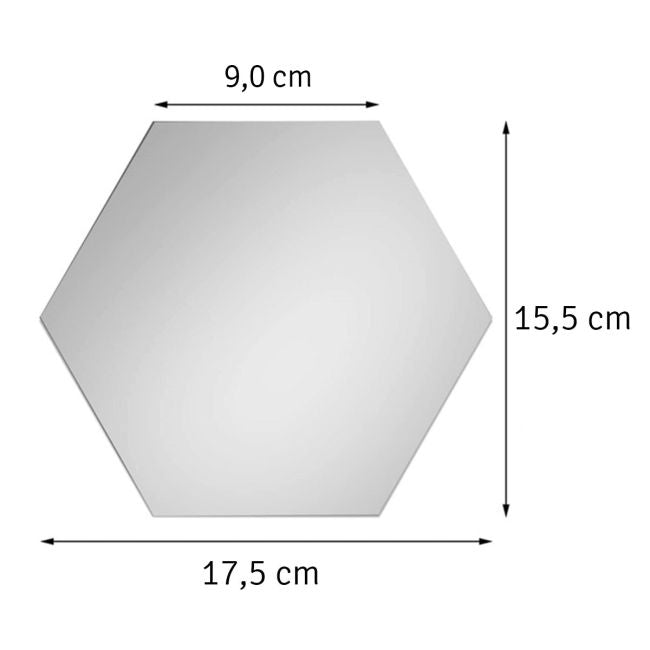 Set 12 Panouri Autocolante Hexagonale Oglindă de Perete, Model Ambiance Mirror, 17,5 x 15,5cm