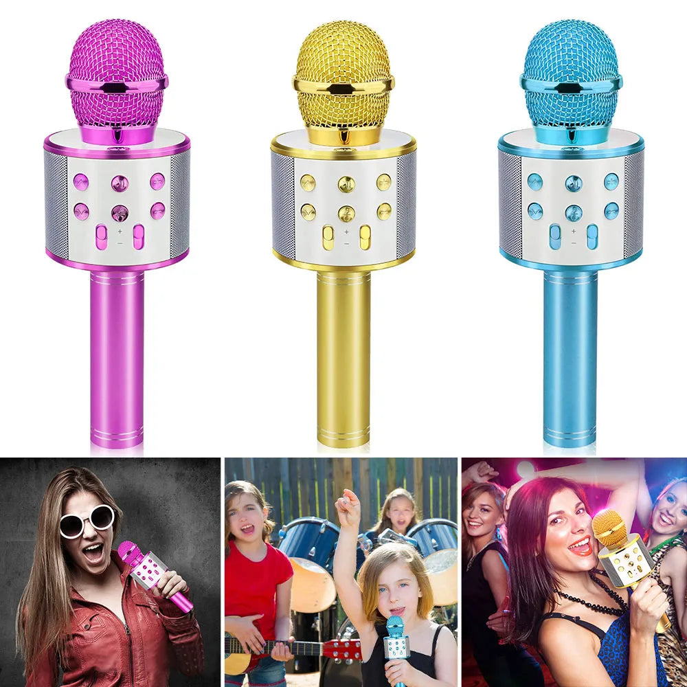 Microfon Karaoke pentru Copii: Conexiune Bluetooth, Acumulator si difuzor încorporat | Compatibil cu iOS și Android