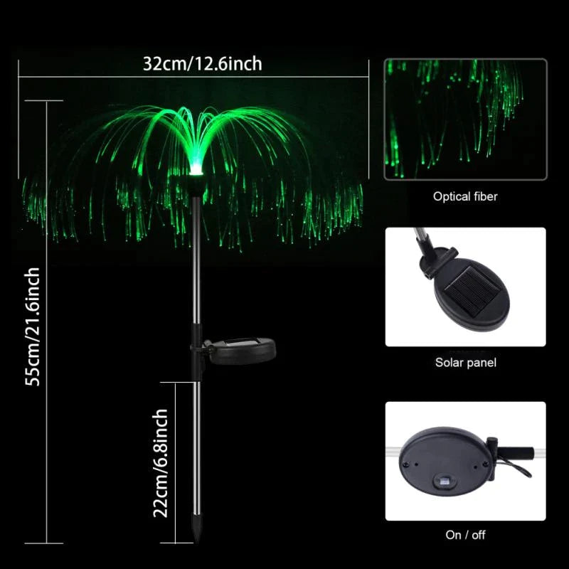 Set 2 x Lampa solara  tip palmier cu fibra optica LED RGB, pentru gradina - Auros