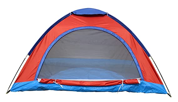 Cort camping 2-3 persoane cu plasa pentru insecte rosu/albastru 2m×1.5m×1.1 m