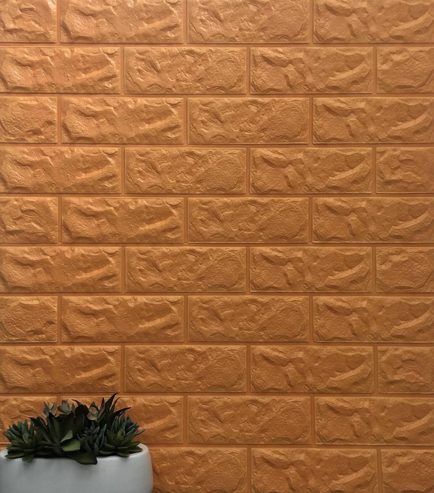 Tapet 3D caramizi maro, auto-adeziv pentru interior, 70 x 77 cm