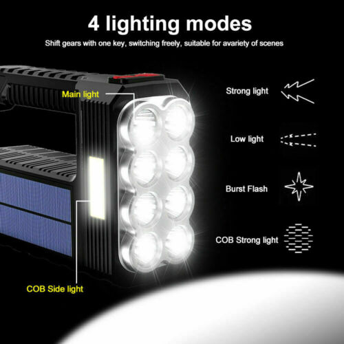 Lanterna cu 8 LED-uri si LED COB incarcare solara si USB