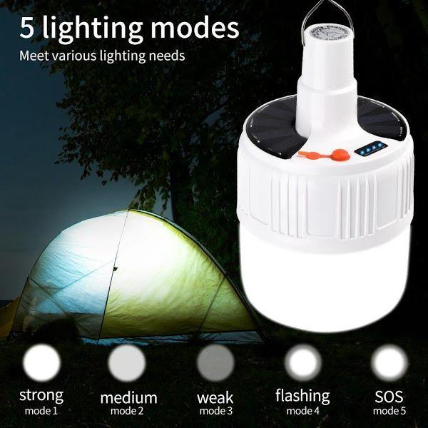 Bec solar 24 LED cu indicator de incarcare, lampa cu agatatoare 16.5 cm