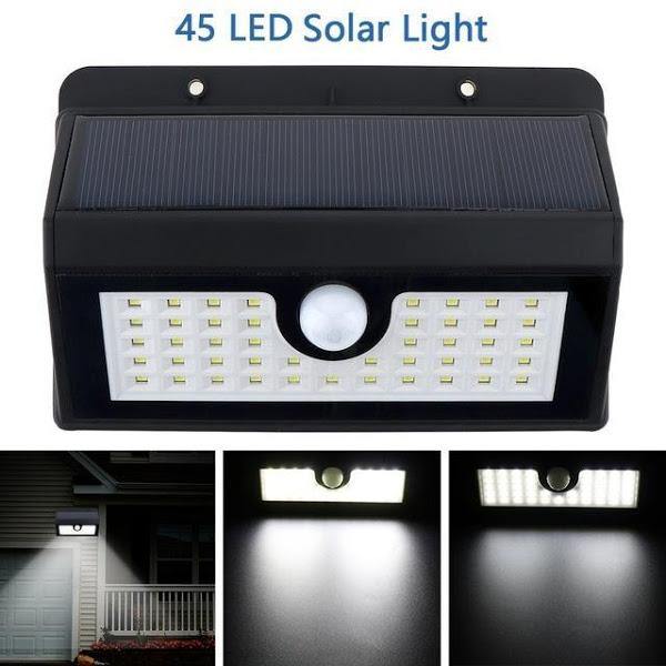 Lampa solara 45 LED cu senzor de miscare si lumina